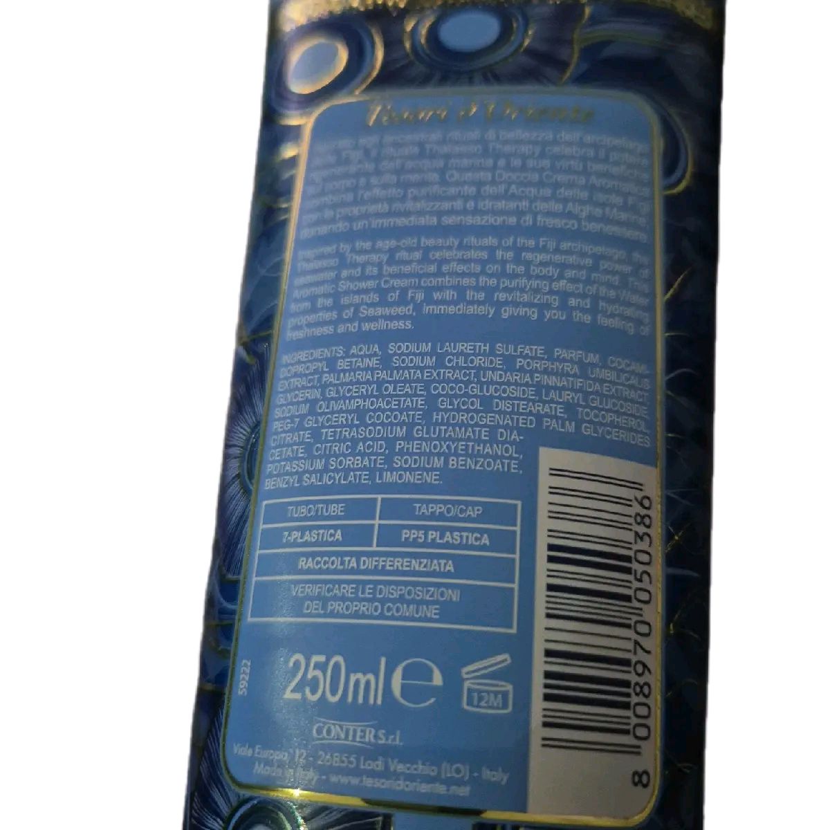 Italian tesori shower cream in thalasso therapy 250ml