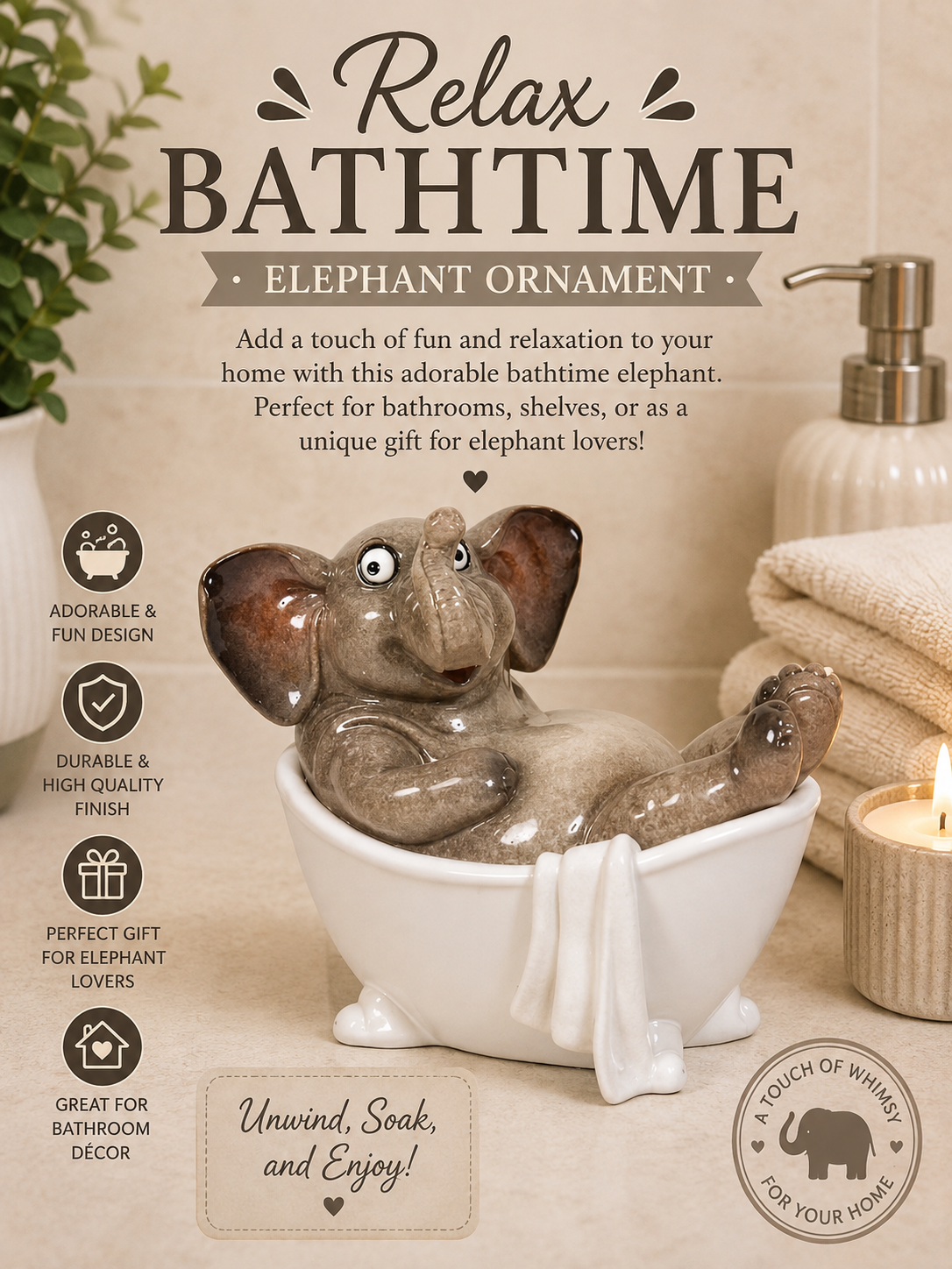 Relax Bathtime Elephant ornament