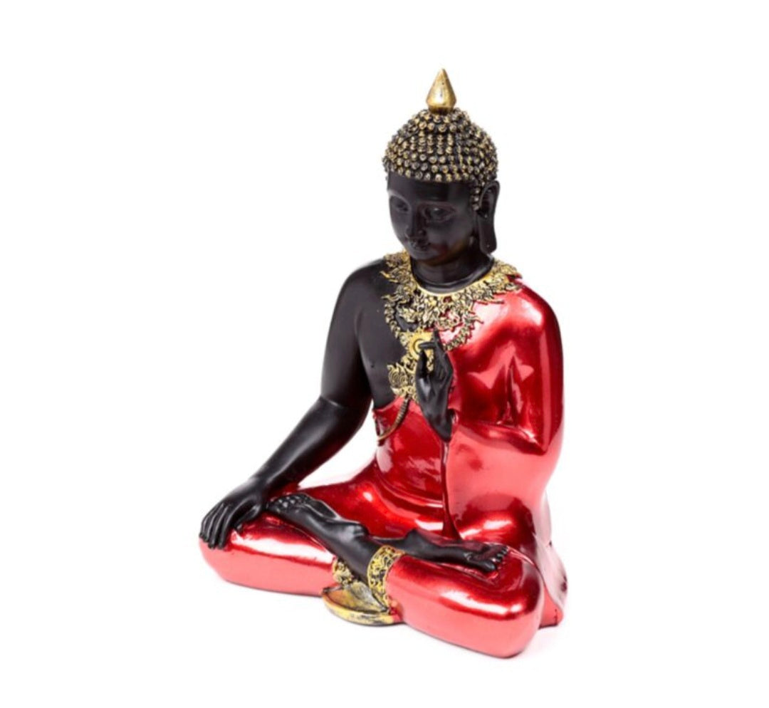 Red, Black & Gold Thai Buddha Meditation Resin Ornament (26cm)