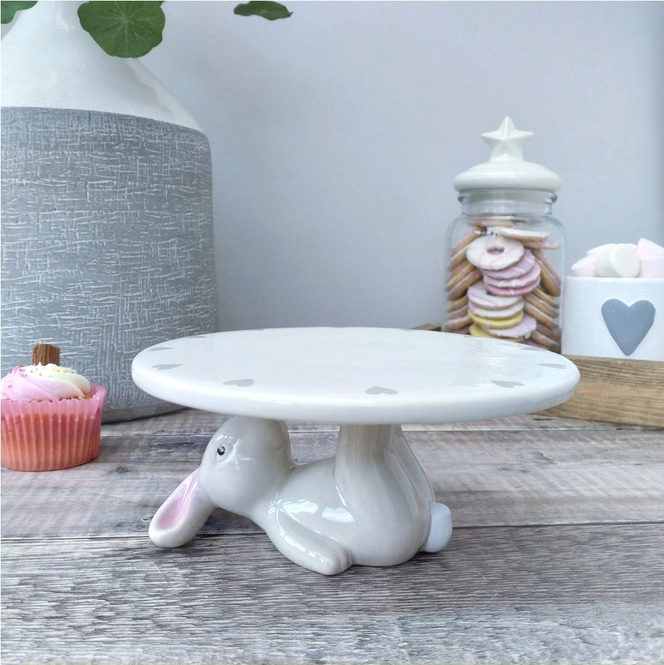 Ceramic Rabbit 6" Display Stand 17cm - Grey