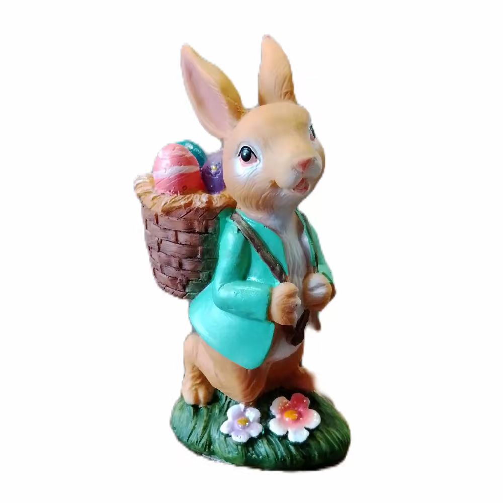 Cute  Bunny with Egg Basket Statue