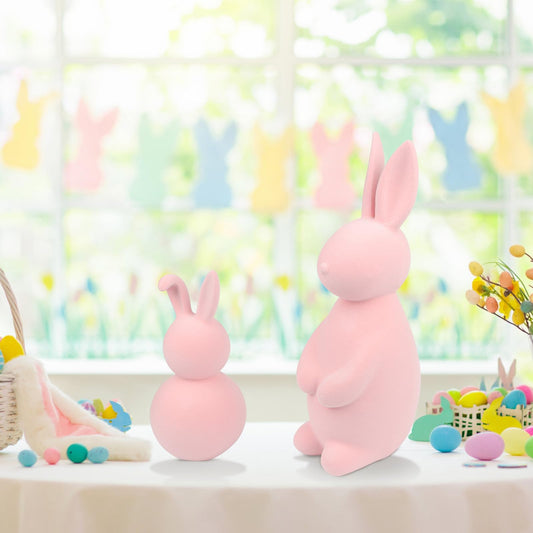 Bunny Figurines 2 Resin Rabbit Ornaments for Spring Home Party Décor