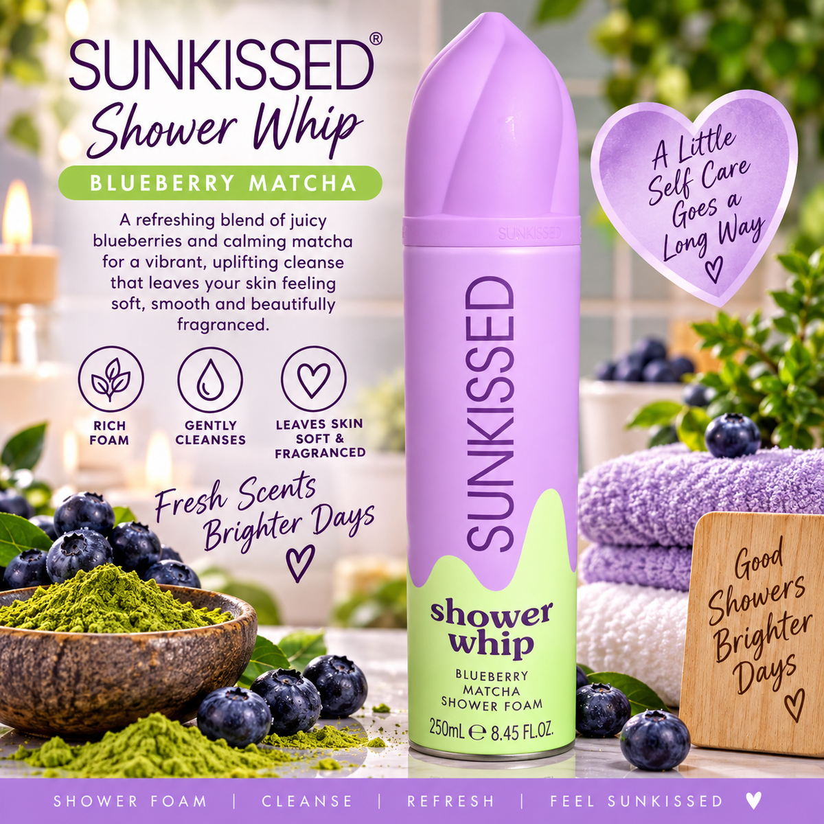 Sunkissed Blueberry matcha shower foam 250ml