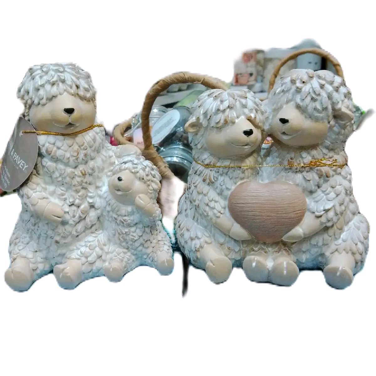 Country Life Shaggy Sheep Statues, Set of 2 Designs for Home Decor