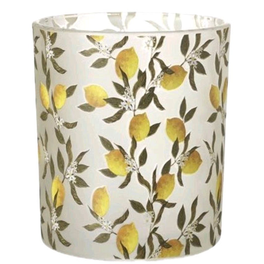 Large Glass Lemon Tealight Holder - 10cm Decorative Home Accessory Ornaments Room