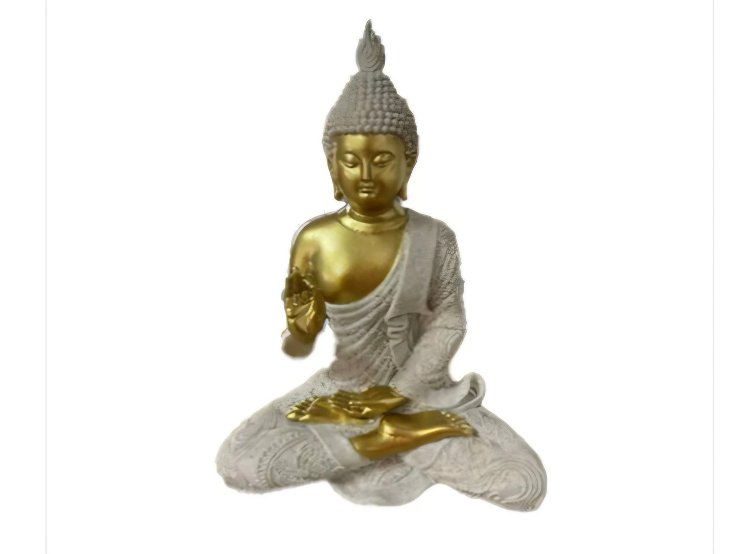 Thai Buddha Meditation Resin Ornament with Sandstone & Gold Effect (19cm)