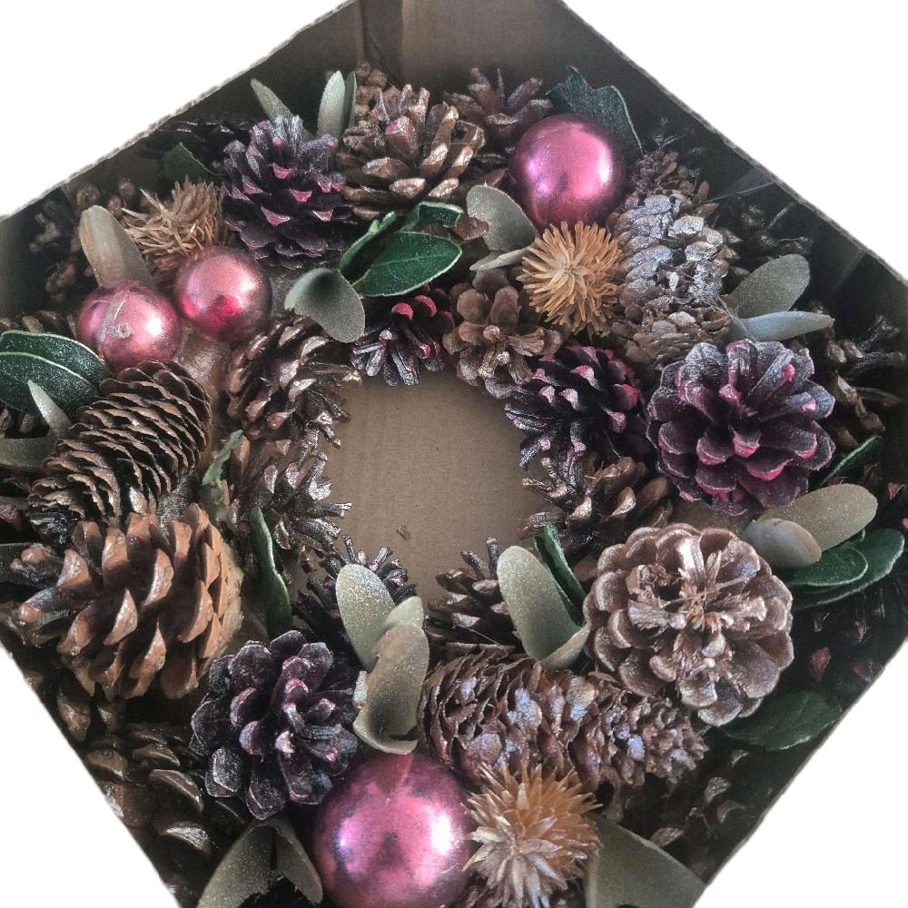 Christmas Wreaths in Window Box 30x8 - Festive Home Decor Gifts various designs Door Decoration Rose Gold
