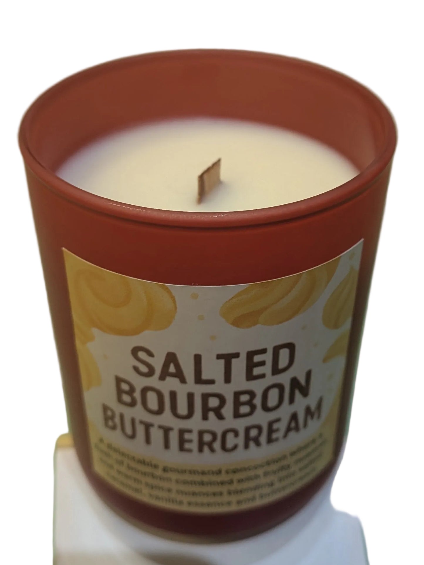 Salted Bourbon Buttercream scented wooden wick candle