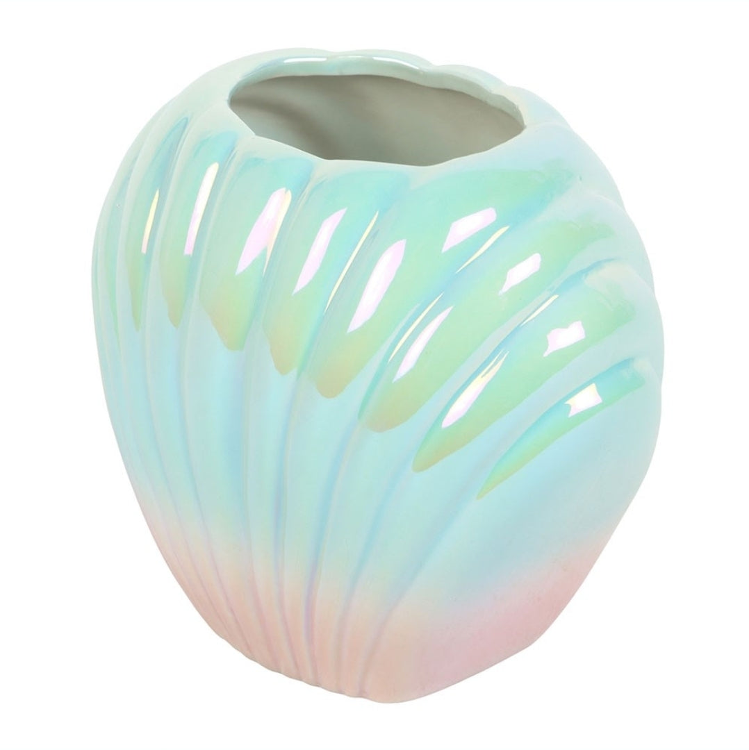 Iridescent Shell Ceramic Flower Vase