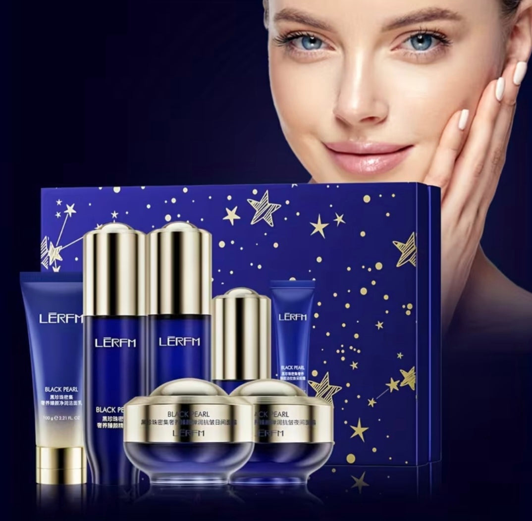 LĒRFM Lanifangke Black Pearl Intensive Luxurious 7-Piece korean gift set Cruelty Free：100% Cruelty Free — Never tested on animals at any stage of production.