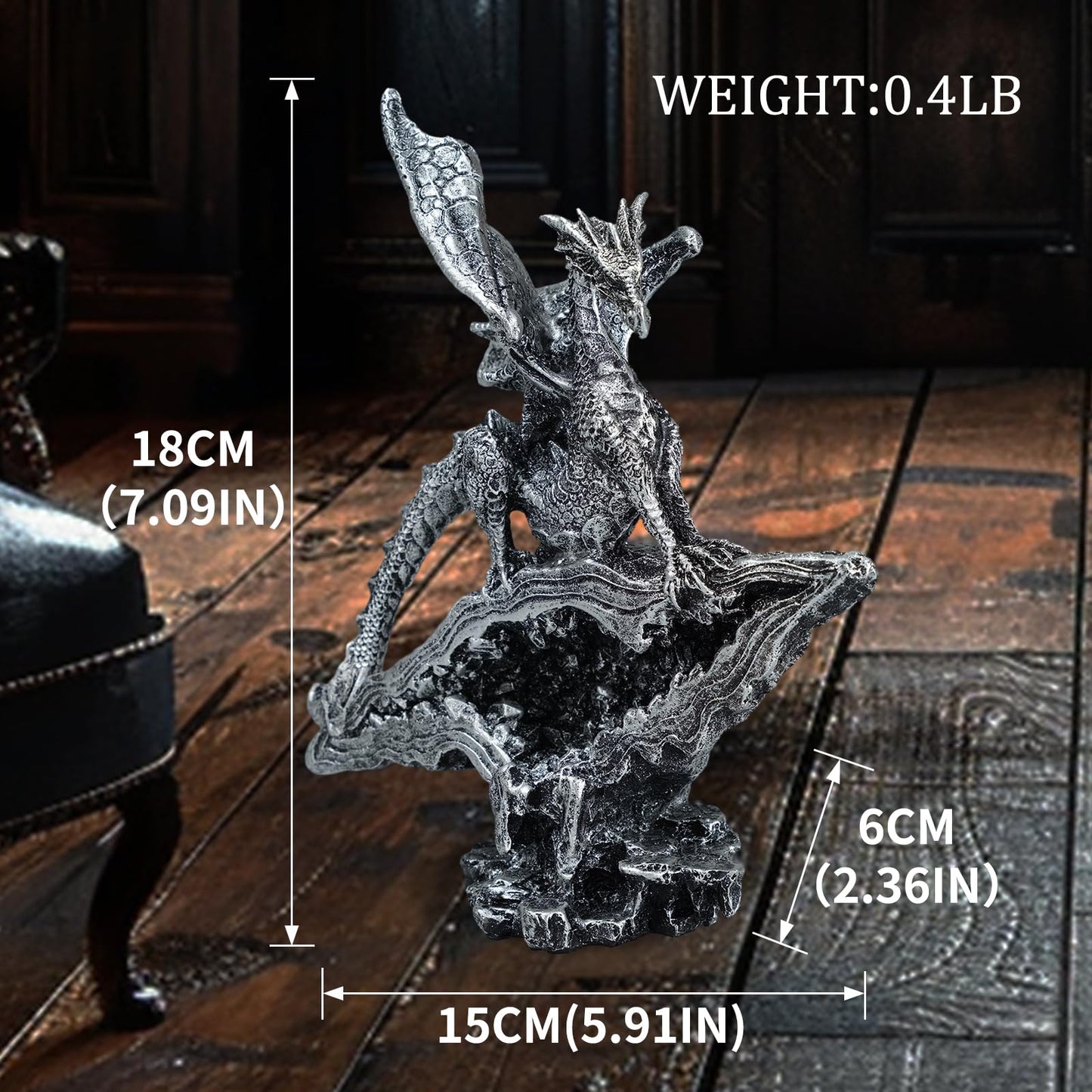 Gothic Dragon Ornament - Fantasy Resin Sculpture, Unique Decor