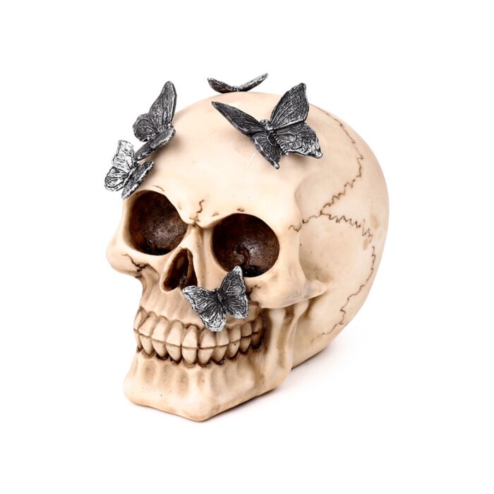 Skull with Metallic Butterflies