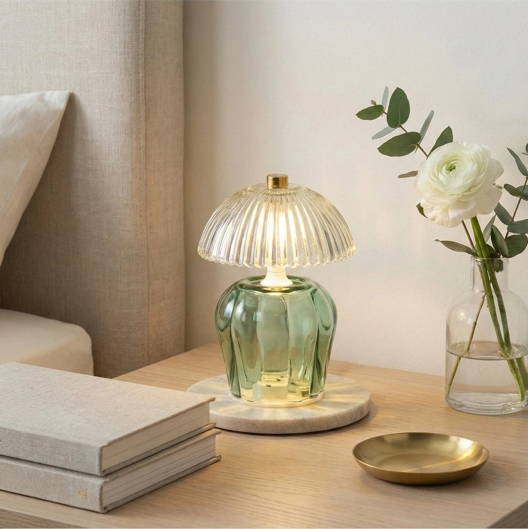Vintage Ridged Glass LED Table Lamp