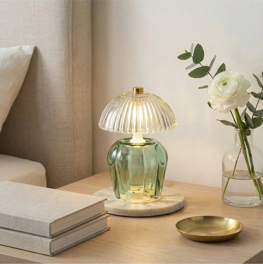 Vintage Ridged Glass LED Table Lamp