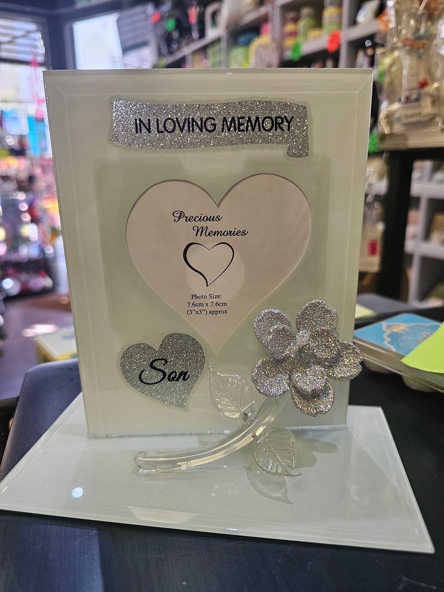 In Loving Memory Son Photo Frame with Rose