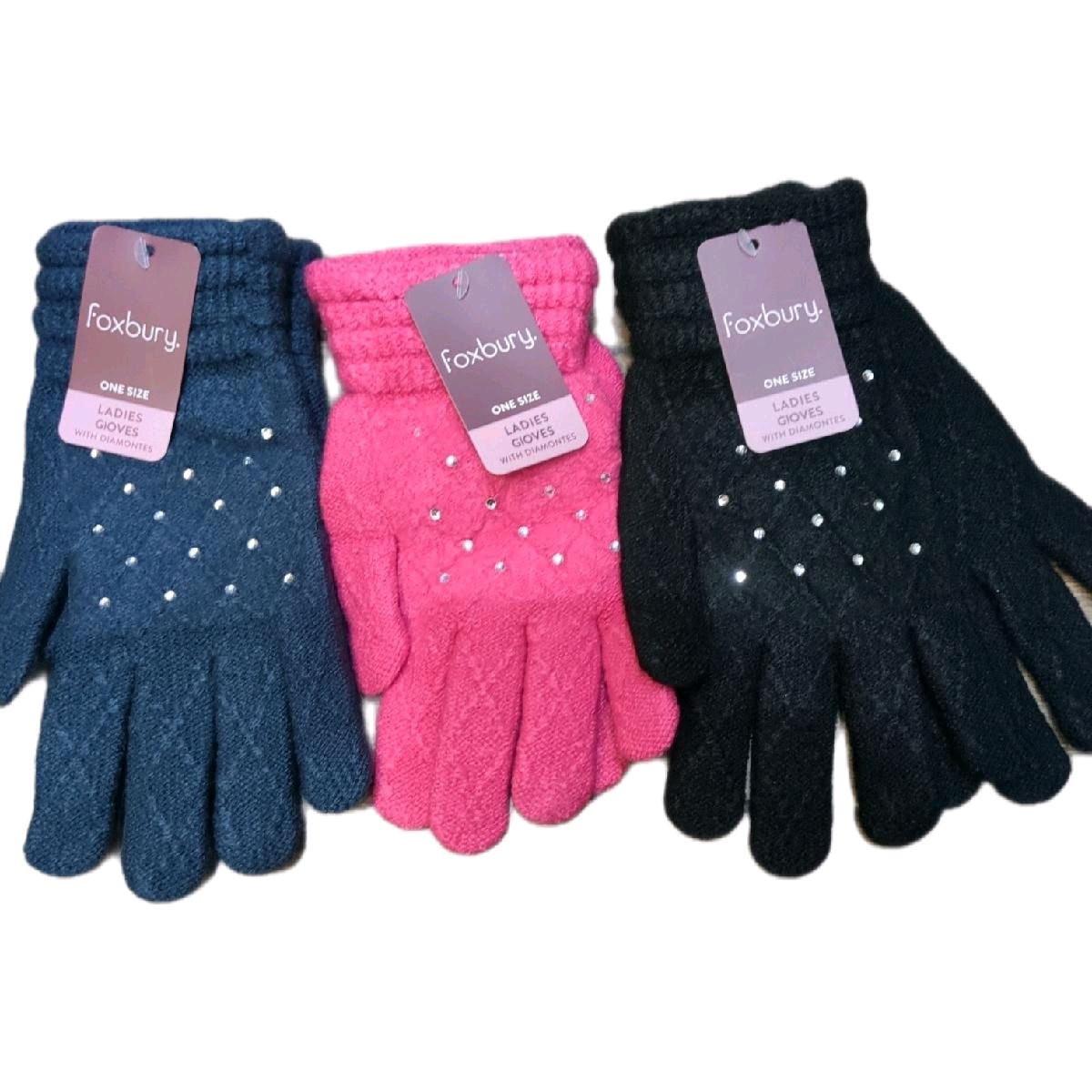 Ladies Gloves with Diamante