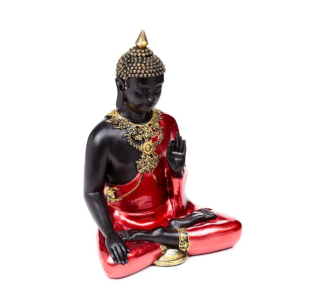 Red, Black & Gold Thai Buddha Meditation Resin Ornament (26cm)