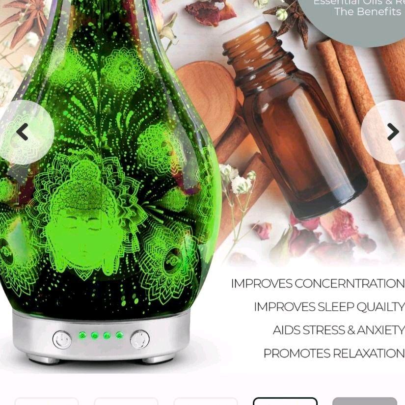 Desire Buddha Design Aroma Humidifier for Home & Office with Firework Effect & Night Light Feature UK Mains Plug 100ml Water Capacity