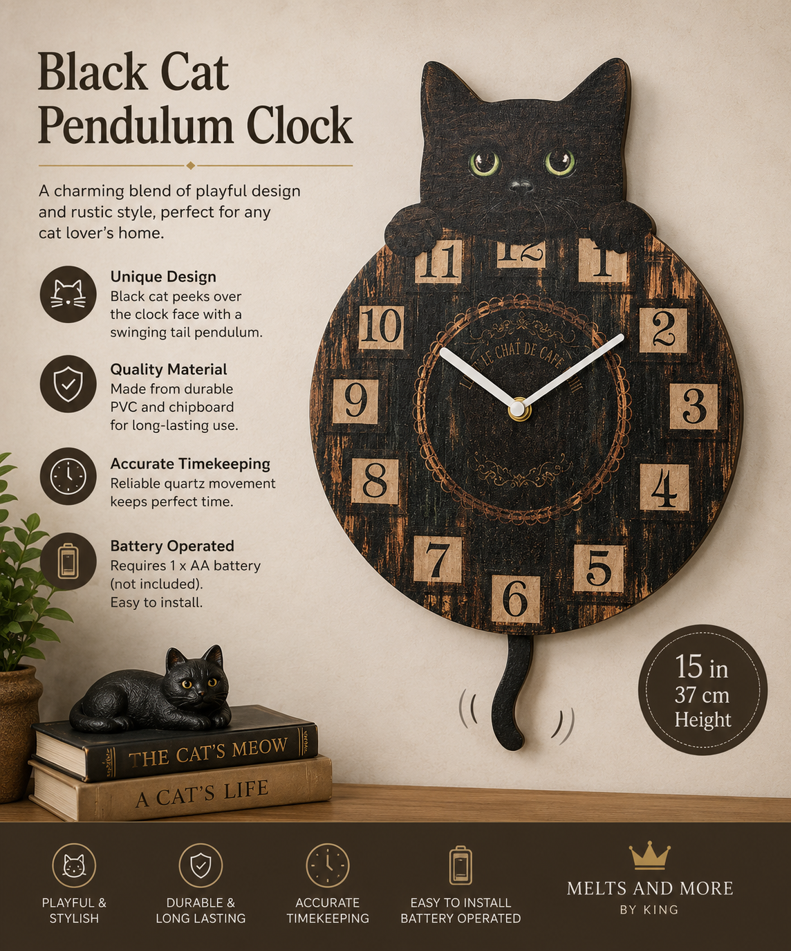 Kitten Tickin' Wall Clock