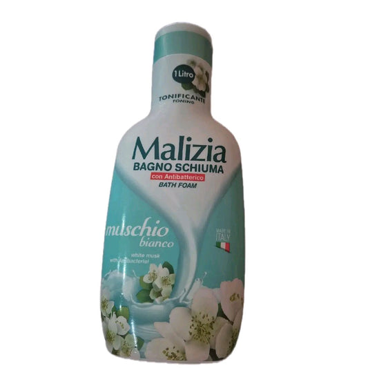 Malizia Italian Bath Foam 1litre in white musk with antibacterial properties