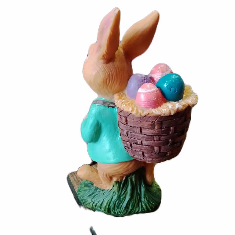Cute  Bunny with Egg Basket Statue