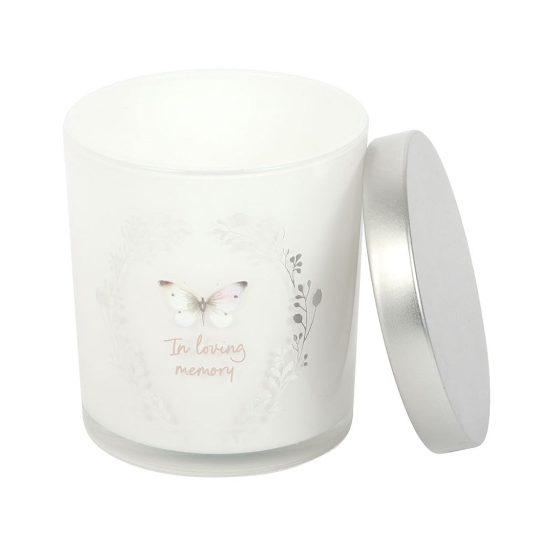 In Loving Memory White Butterfly Vanilla Candle