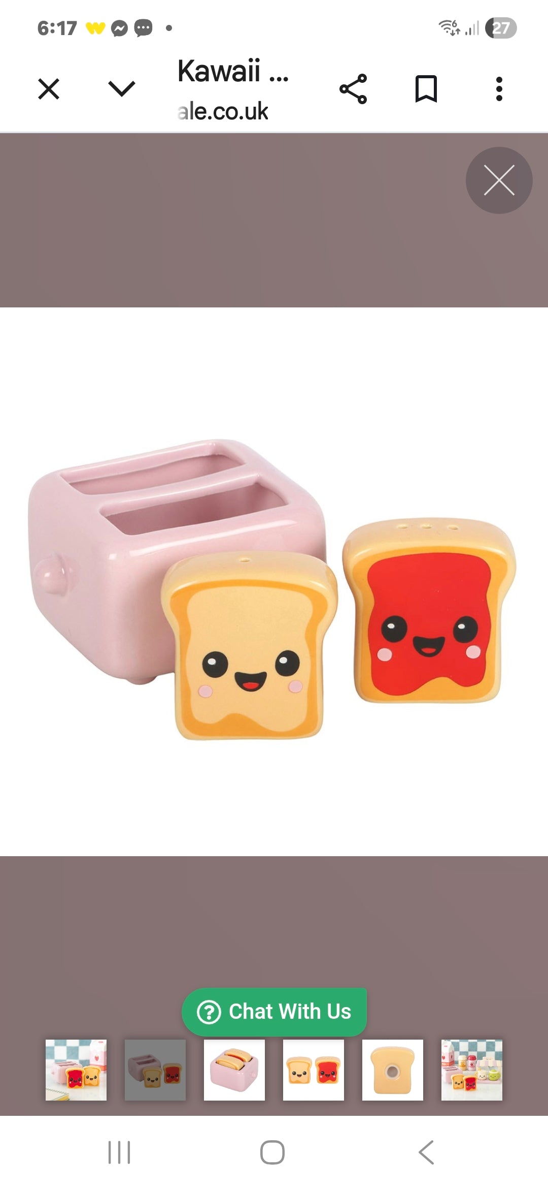Kawaii Toast Salt and Pepper Shakers