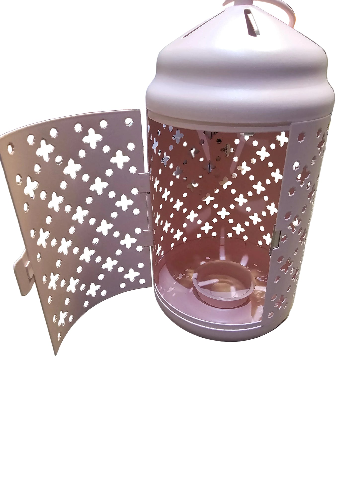 Pink Metal Tealight Candle Lantern with magnetic closure