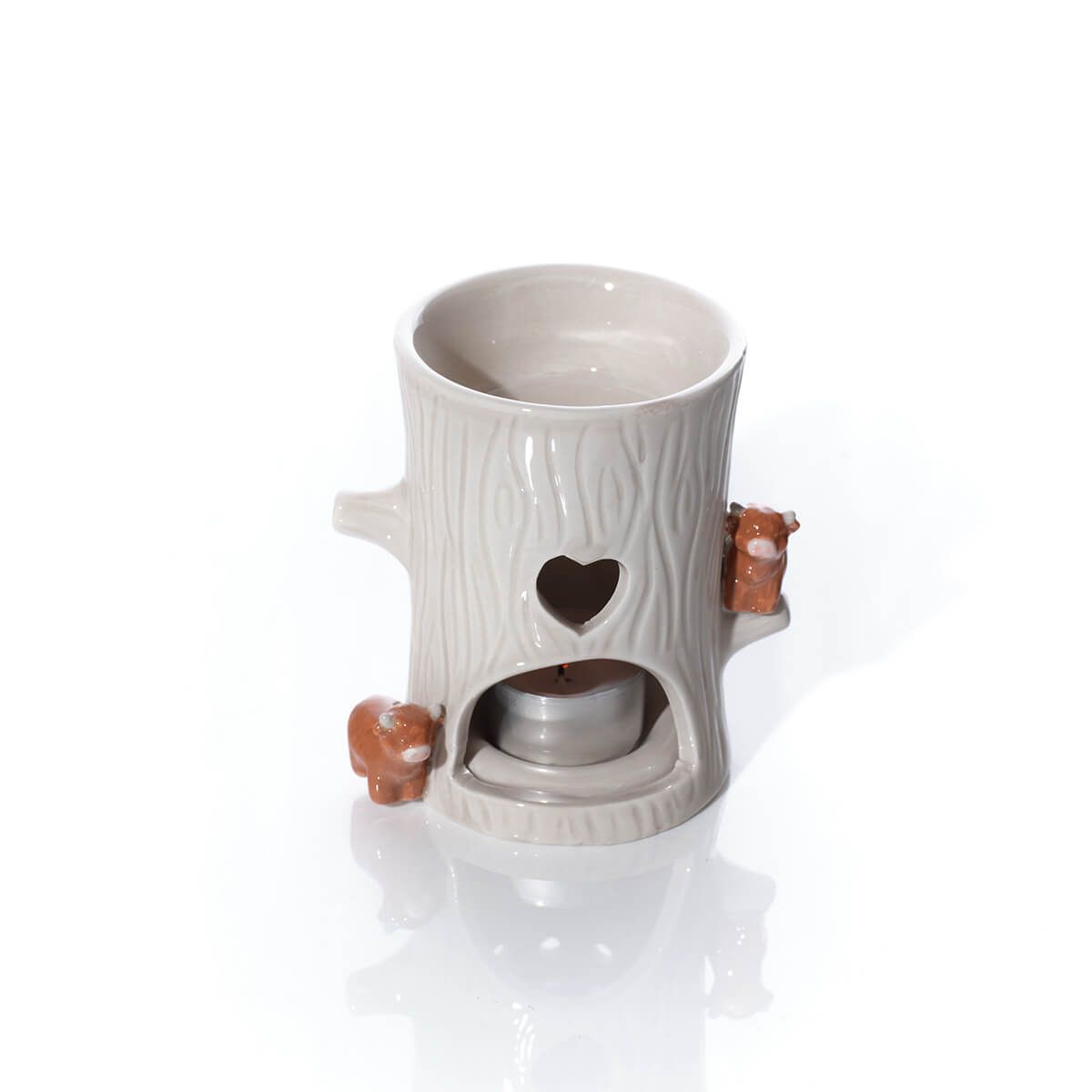 TINY WORLD BOXED HIGHLAND COW TREE SHAPED CERAMIC WAX MELT BURNER