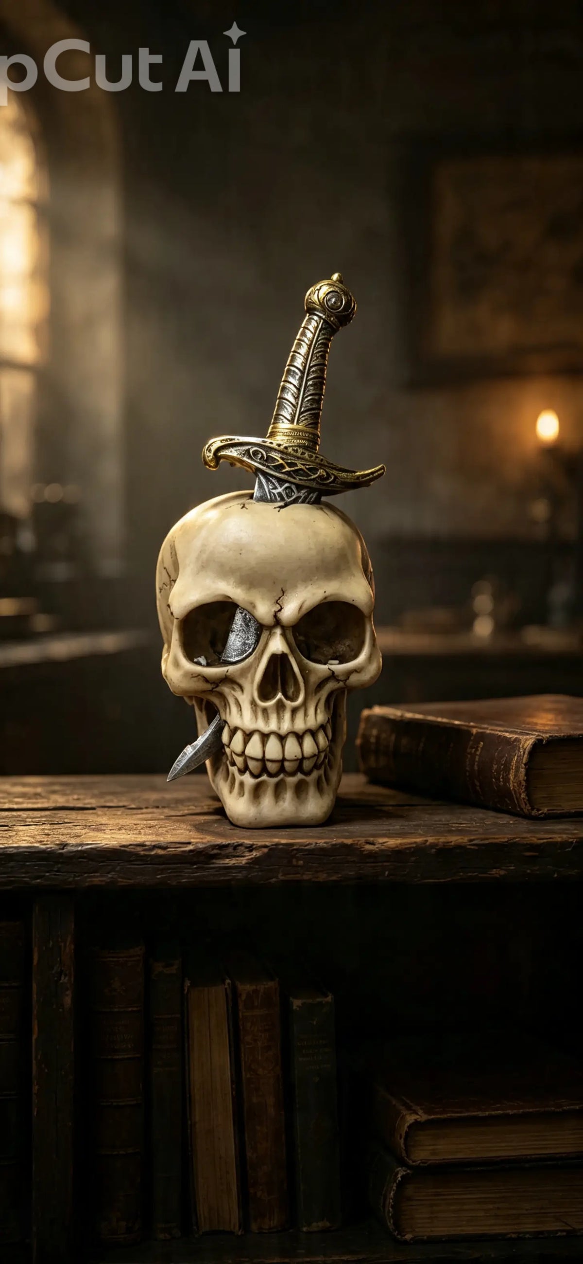 Skull Ornament Pierced with Sword