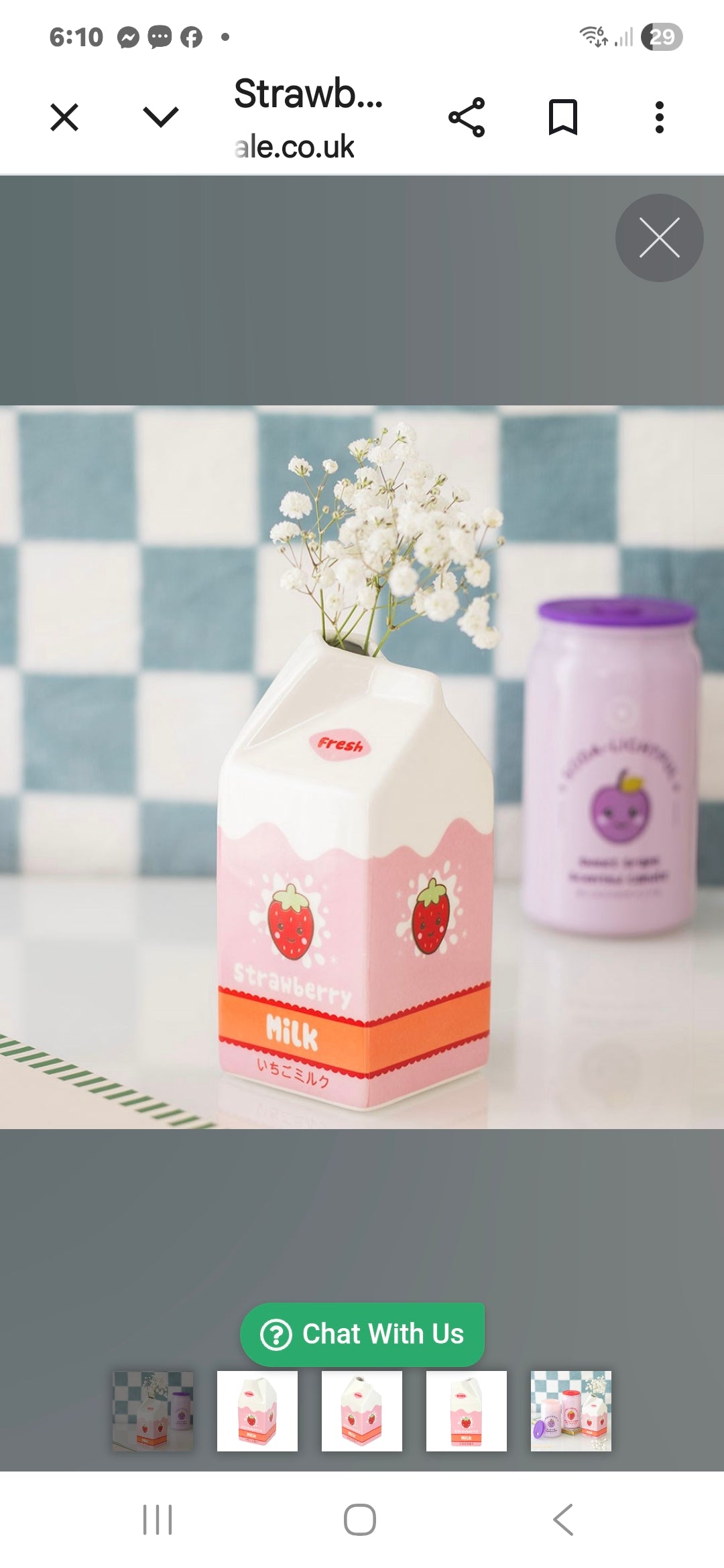 Strawberry Milk Carton Flower Vase
