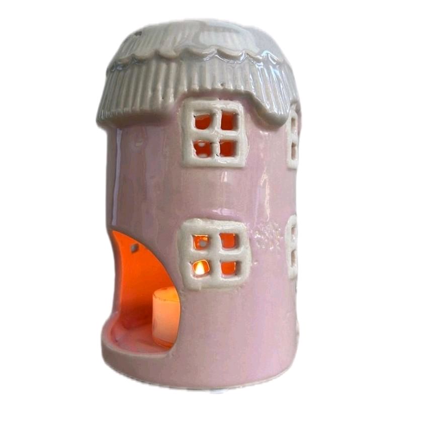 Pottery House Wax Burner 13cm - Pink for Candle Decoration - Candles Aroma