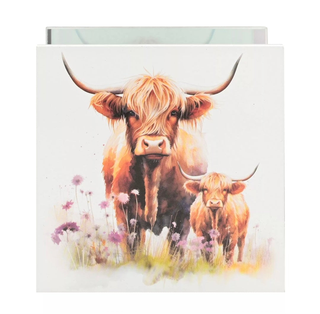 Country Living Highland Cow Glass Tealight Holder