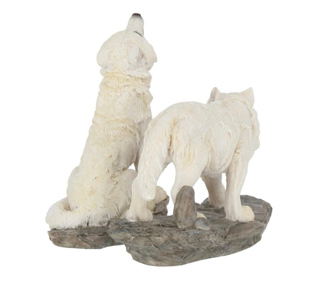 Before the Chase (Set of 2) 9.8cm white wolves