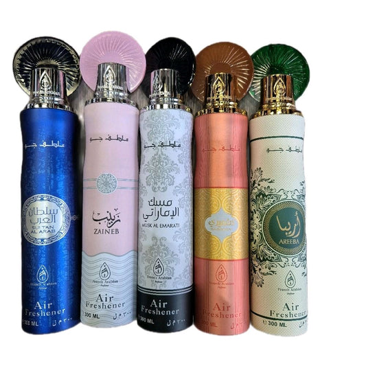 French Arabian Scented Air Fresheners - ZAINEB, AL MUK AL EMARATI, & More - 300ml Each - Fragrant Odour Eliminators Aroma Fragrance