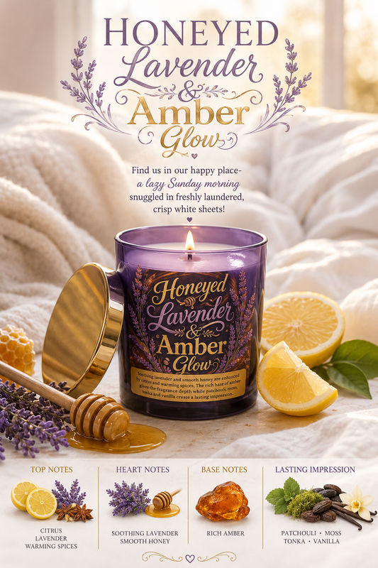 Honeyed Lavender & Amber Glow Wooden Wicked Candle