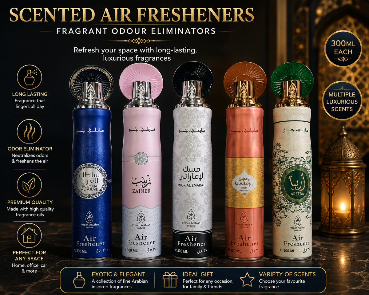 Scented Air Fresheners - ZAINEB, AL MUK AL EMARATI, & More - 300ml Each - Fragrant Odour Eliminators Aroma Fragrance