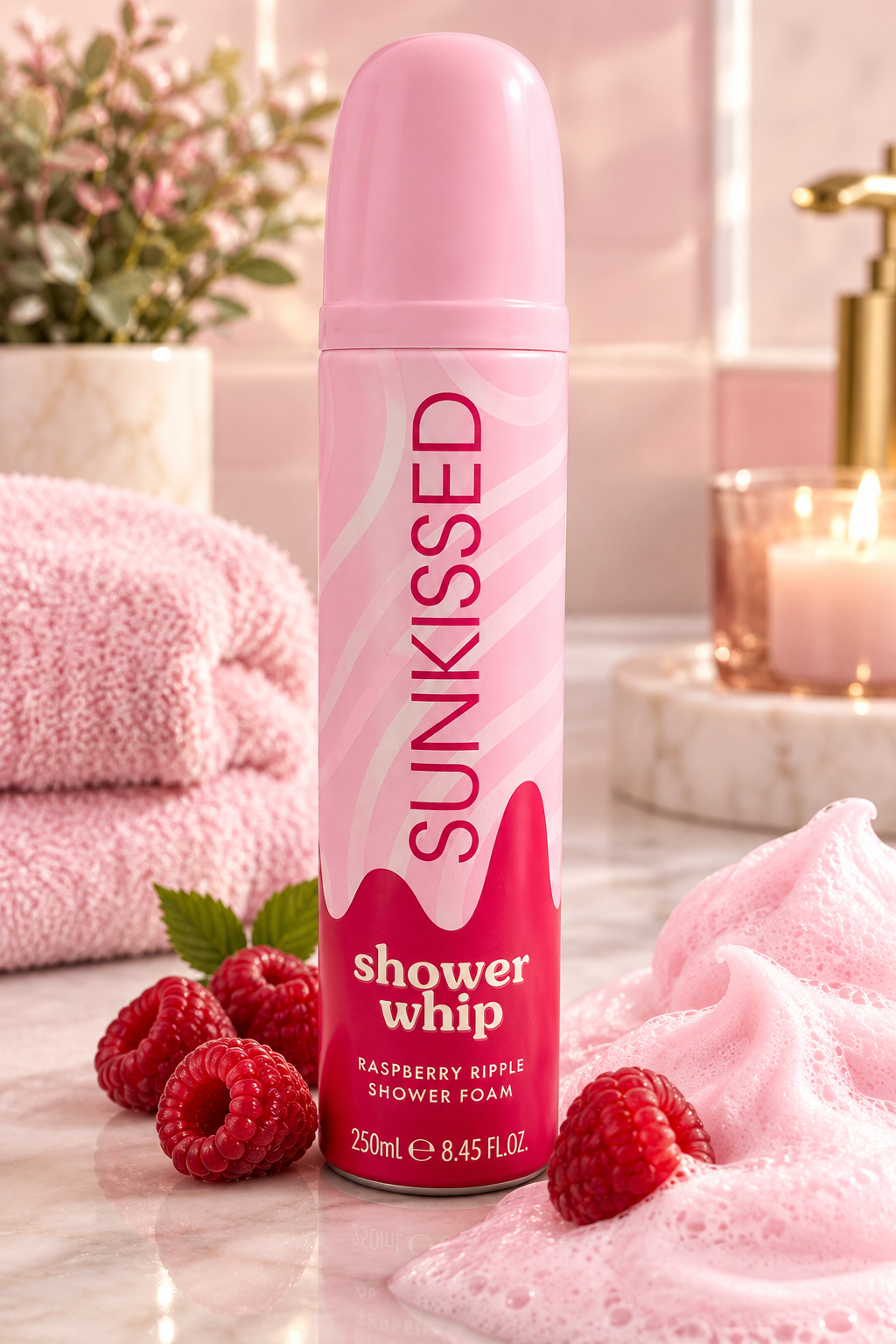 Sunkissed Shower Whip Shower Foam Raspberry Ripple 250ml