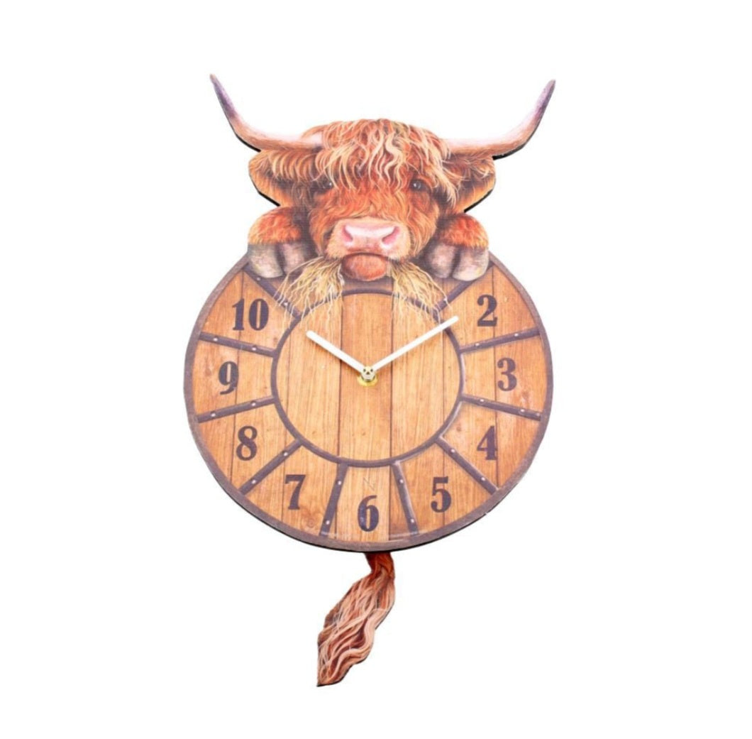 Highland Cow MDF Wall Clock