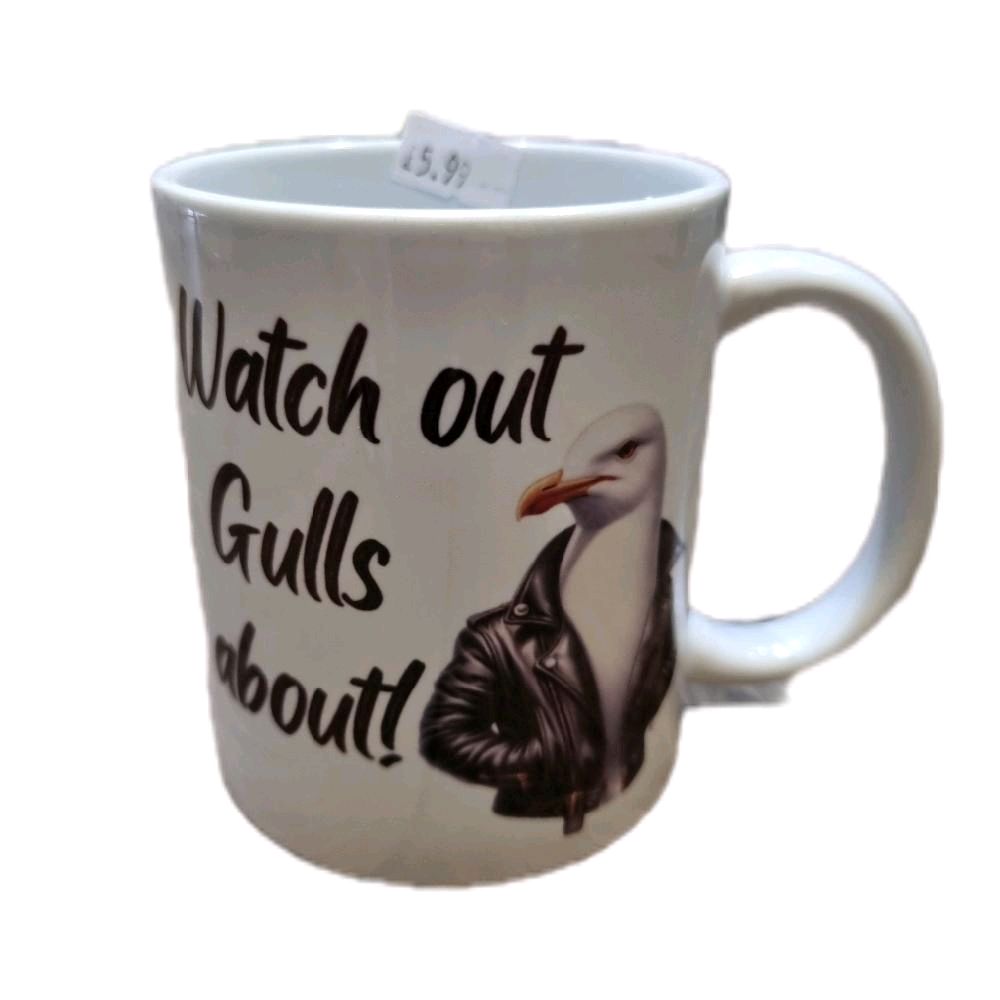 Watch Out Gulls About Coffee Mug - Unique Drinkware with Playful Phrase for Daily Coffee Routine & Coffee Enthusiast Collection Ceramic