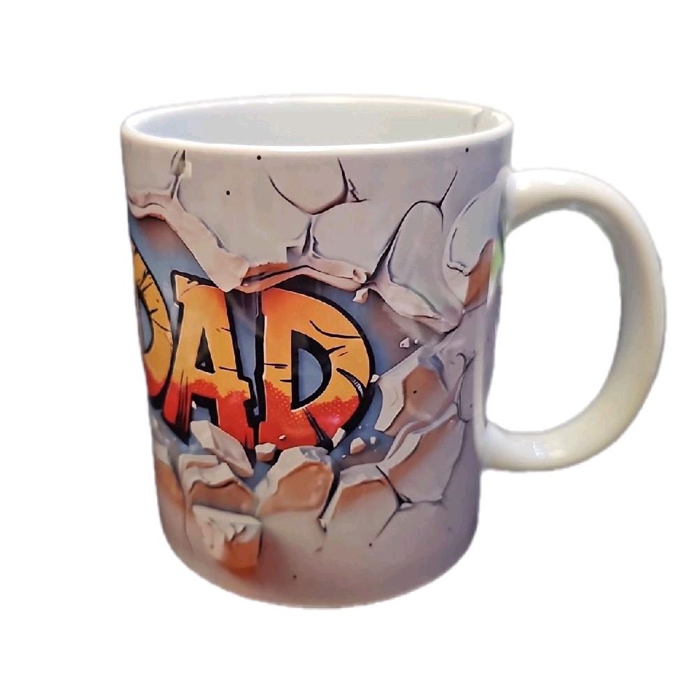 Rad Dad Coffee Mug with Bold 'RAD DAD' Design and Cracked Effect Pattern Drinkware Ceramic