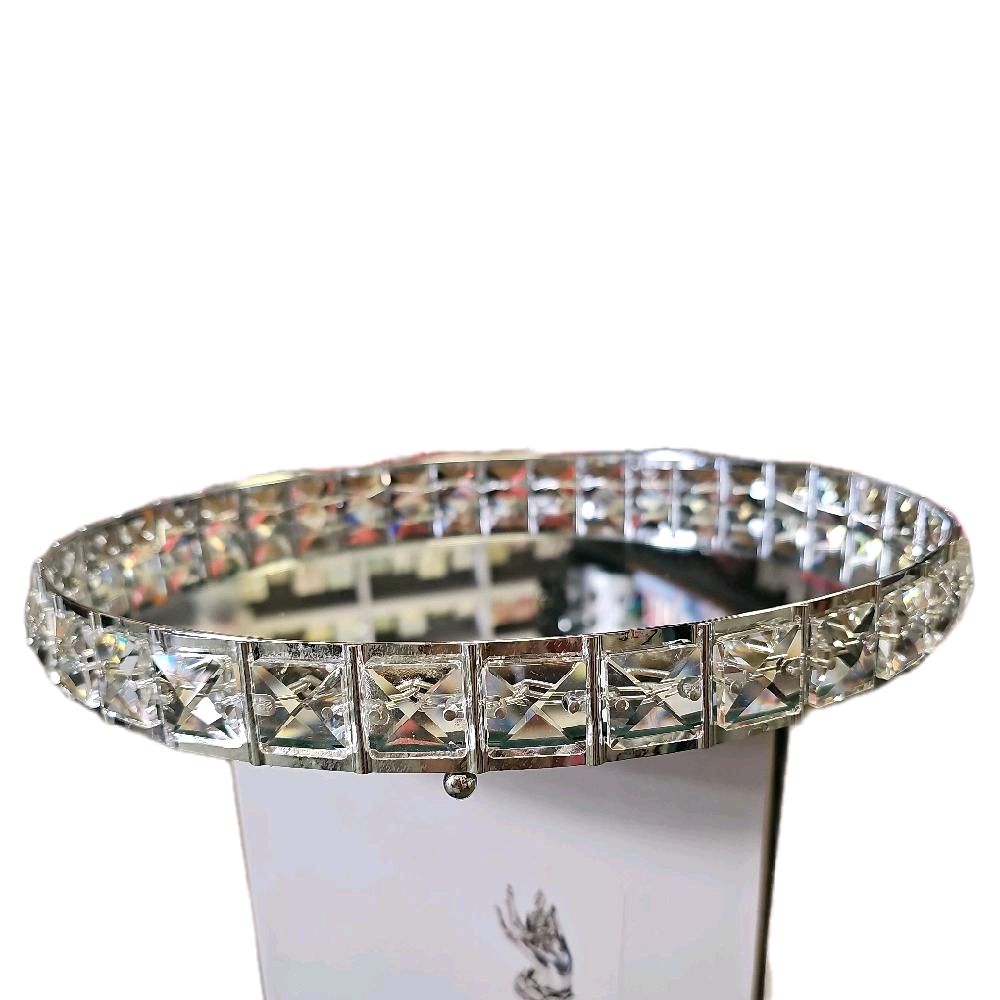 Decorative Round Mirror Tray 31cm Storage Cosmetics Organiser Glass