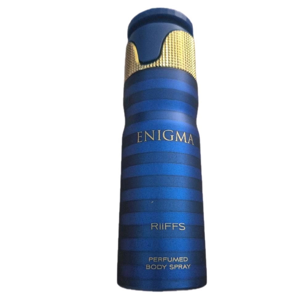 Dubai Deodorant Enigma Perfumed Body Spray - Blue Striped Design & Gold Accents Body Care Fragrance Aroma