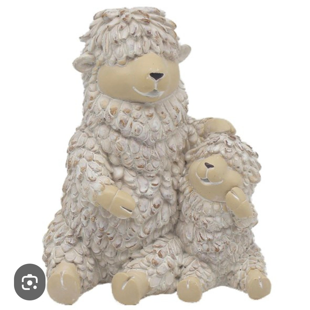 Country Life Shaggy Sheep Statues, Set of 2 Designs for Home Decor