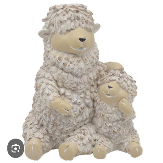 Country Life Shaggy Sheep Statues, Set of 2 Designs for Home Decor