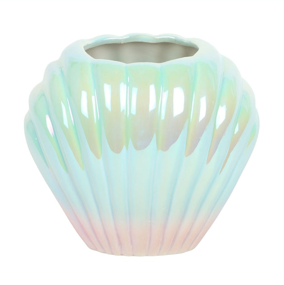 Iridescent Shell Ceramic Flower Vase