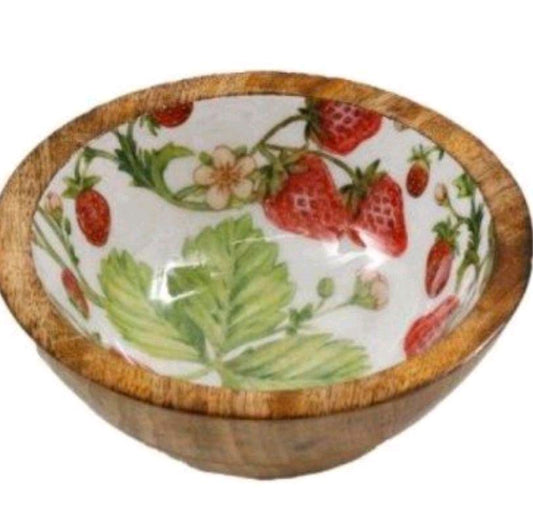 11cm Wdn S/berry Enamel Bowl - Elegant Tableware for Dining Stylish Serving Wood