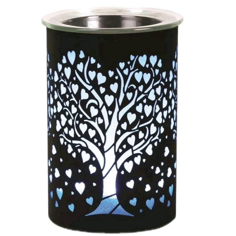 Black LED Wax Melter Heart Tree - 12cm, Colour Changing - Decor, Candle