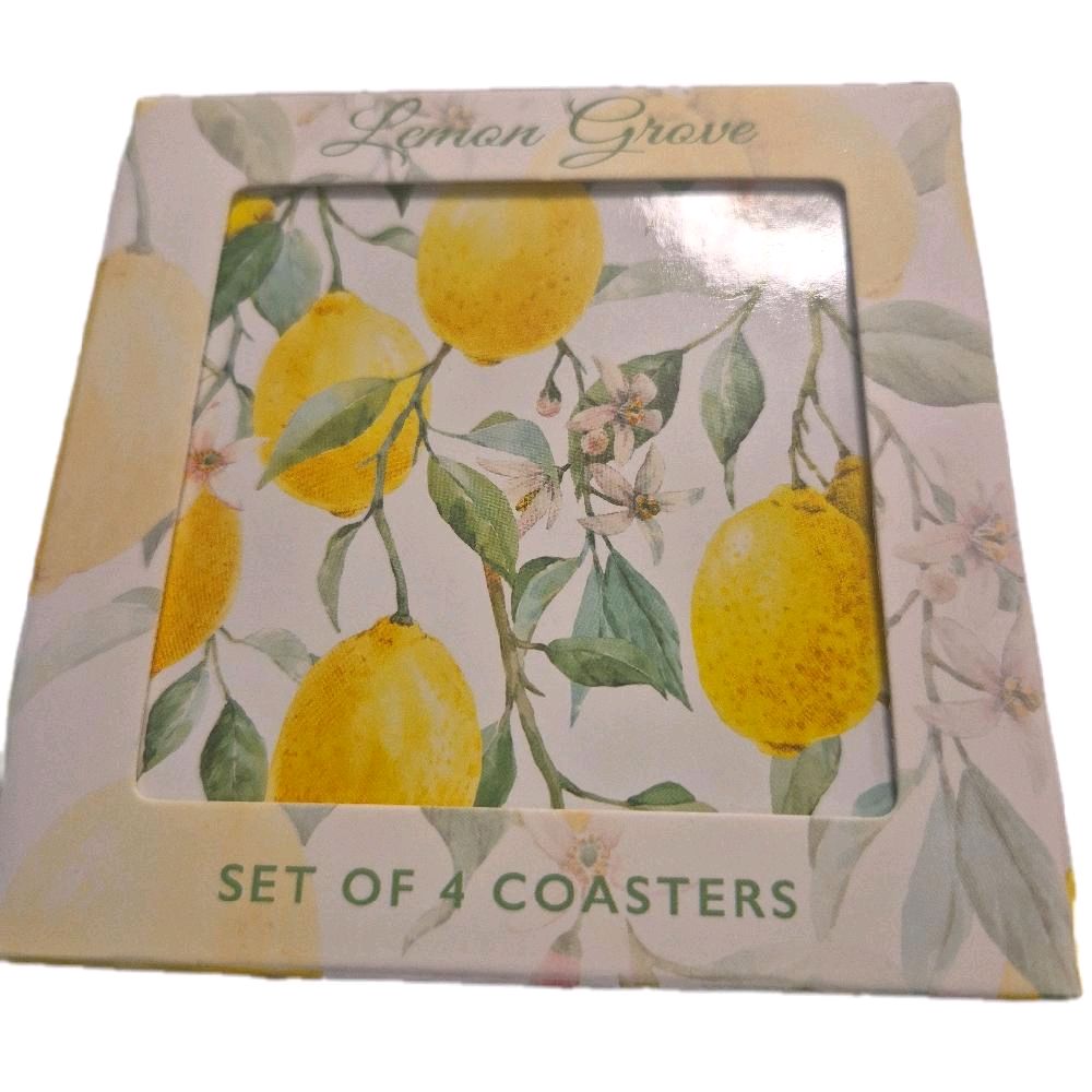 Lemon Grove Coasters Set of 4 - Perfect for Your Kitchen Tableware