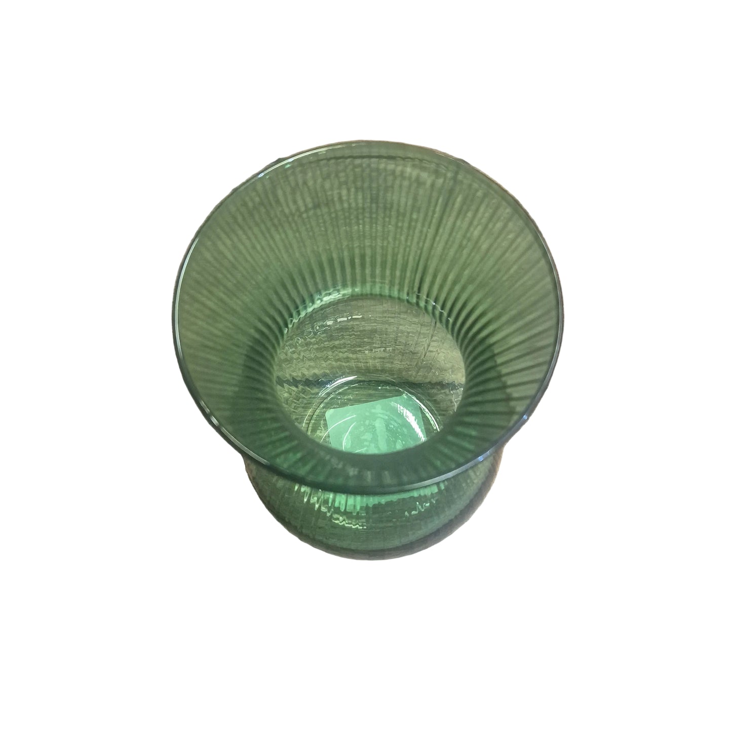 Vintage-style green ribbed glass vase